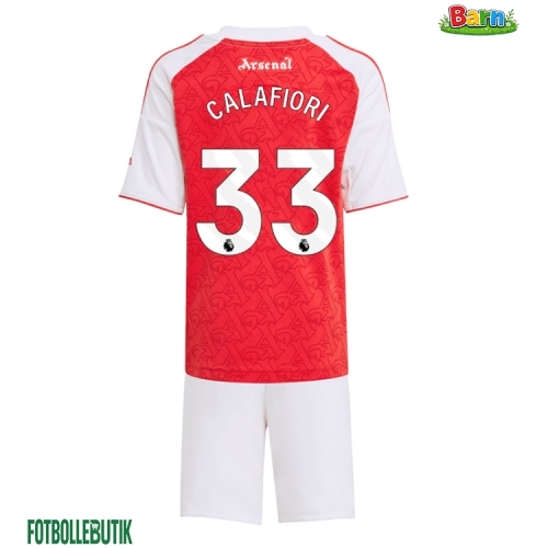 Arsenal Riccardo Calafiori #33 Hemmaställ Barn 2025-26 Kortärmad (+ Korta byxor)